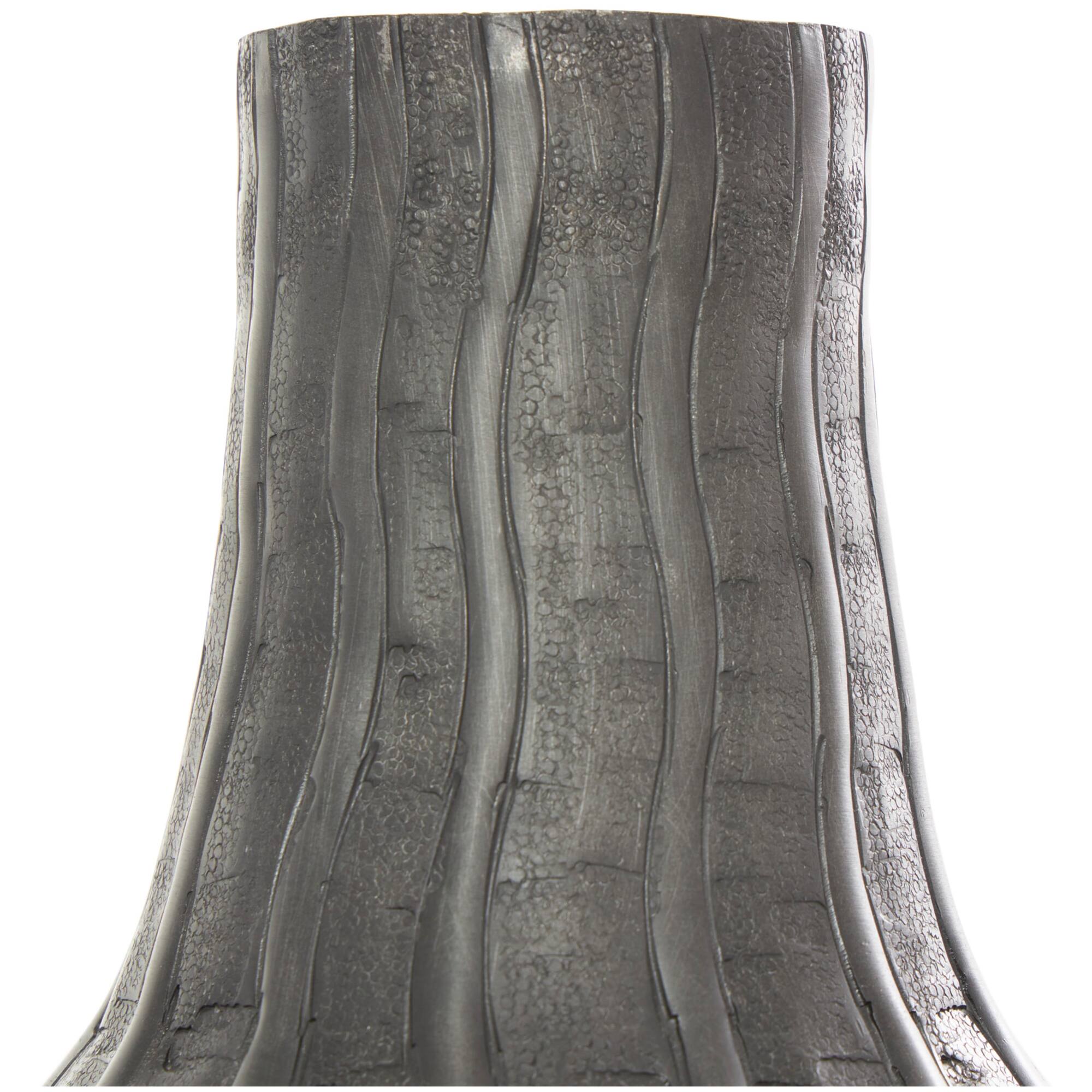 16" Black Metal Snakeskin Inspired Vase with Dimensional Wavy Accents